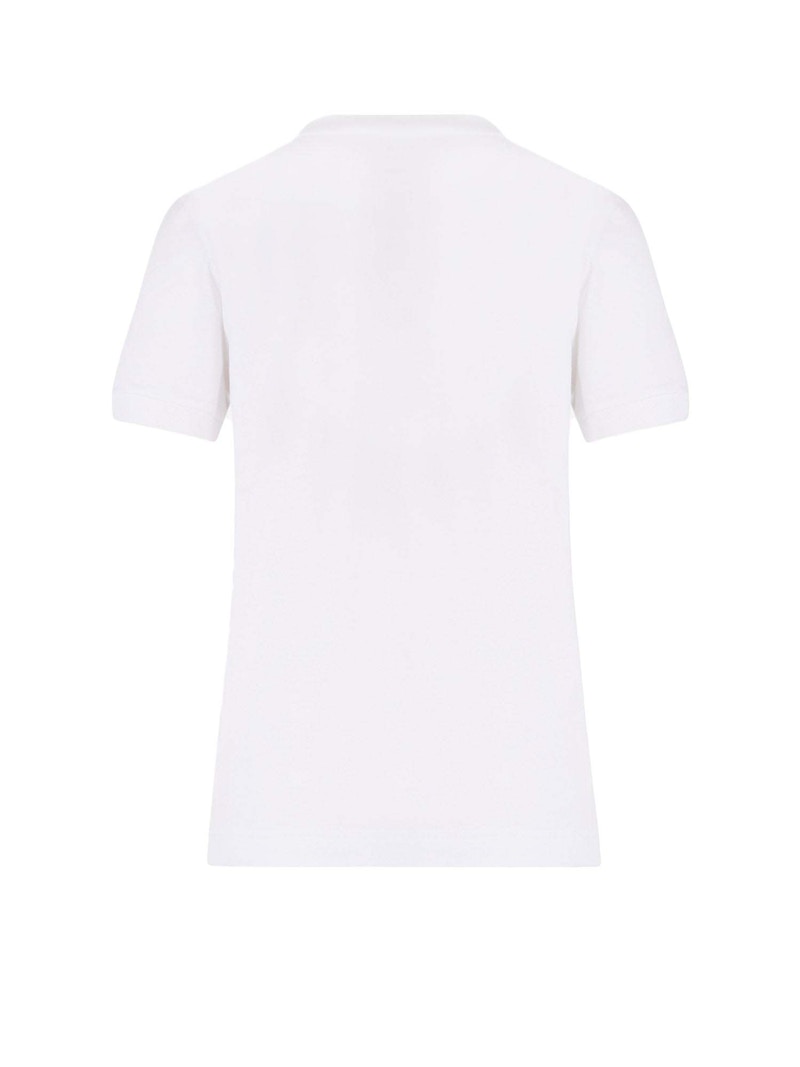 Dolce & Gabbana Woman Cotton Rhinestones Logo Detail T-Shirt White