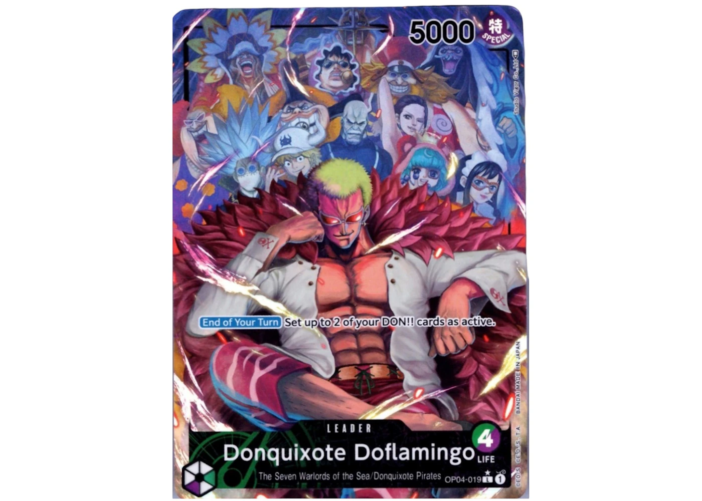 Donquixote Doflamingo 2023 Bandai One Piece Card Game Kingdoms of Intrigue Alt Art Leader OP04-019 Ungraded - 2023 - GB Donquixote Doflamingo 2023 Bandai One Piece Card Game Kingdoms of Intrigue Alt Art Leader OP04-019 Ungraded - 2023 - GB