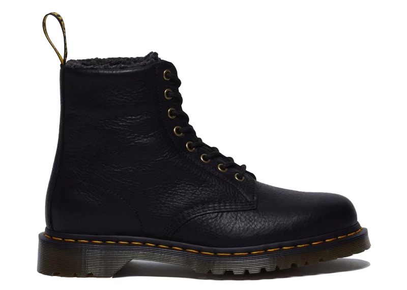 Pre-owned Dr. Martens Men's 1460 Faux Fur Lined Boot Sneakers In Black/grizzly