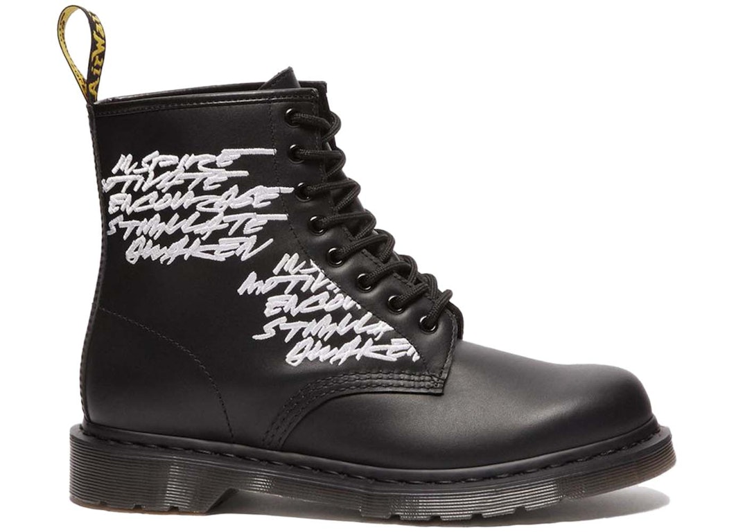 Pre-owned Dr. Martens' Dr. Martens 1460 Futura Laboratories Embroidered Black Leather In Blak/nappa