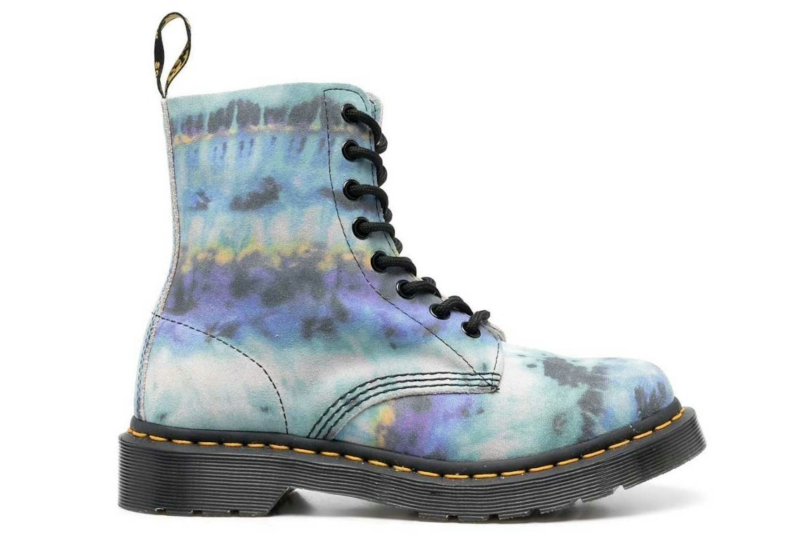 Pre-owned Dr. Martens 1460 Pascal Leather Lace Up Boot Blue Summer Tie Dye (women's) In Blue/blue Summer Tie Dye