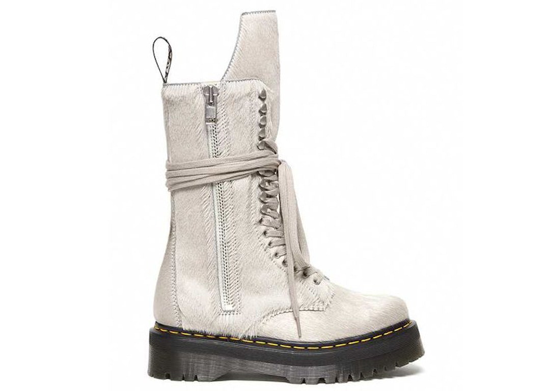 Pre-owned Dr. Martens' Dr. Martens 1918 Hair On Lace Up Platform Boot Rick Owens In Pearl
