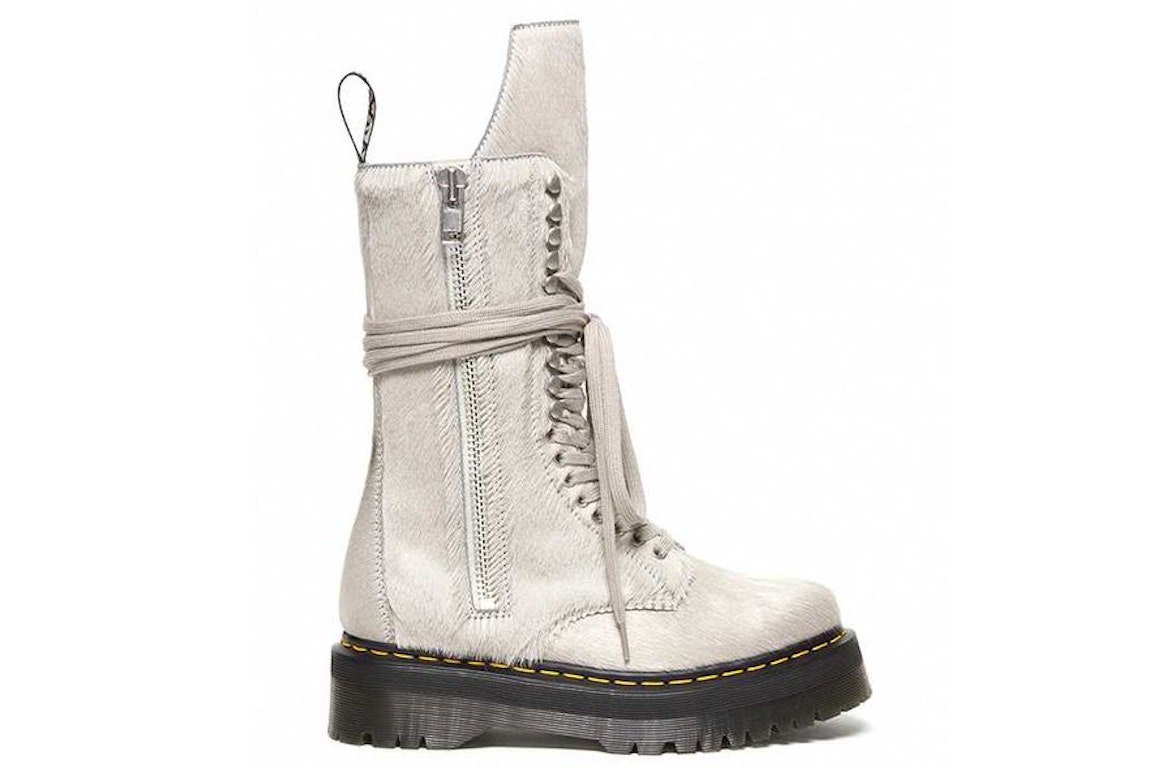 Pre-owned Dr. Martens' Dr. Martens 1918 Hair On Lace Up Platform Boot Rick Owens In Pearl