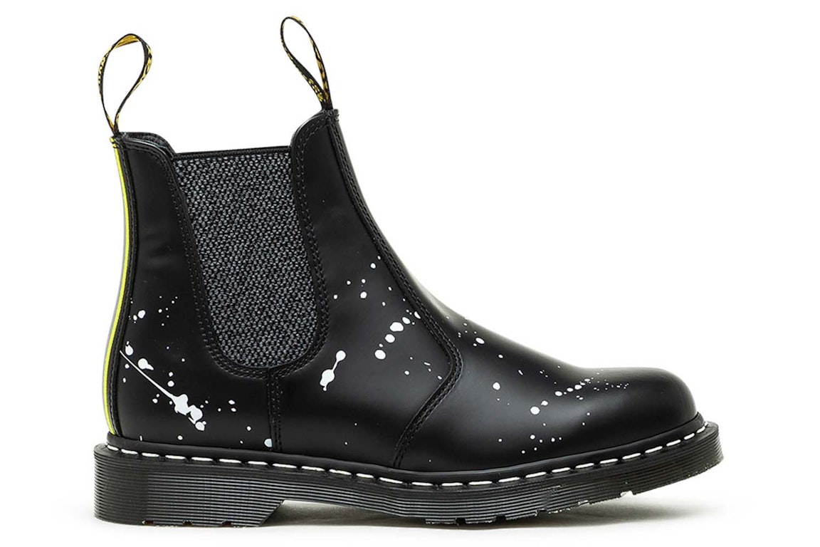Pre-owned Dr. Martens' Dr. Martens 2976 Chelea Boot Neighborhood Paint Splatter In Black Smooth Leather