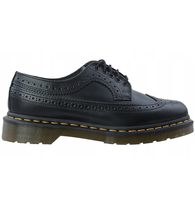 Martens 3989 Yellow Stitch Smooth Leather Brogue Black Men's