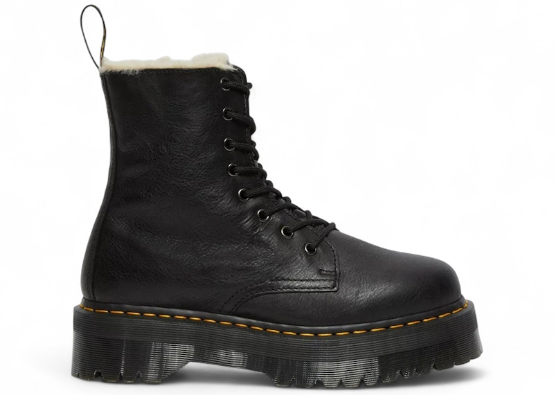 Pre-owned Dr. Martens Men's  Jadon Faux Fur Lined Pisa Leather Platform Lace Up Boot Sneakers In Black