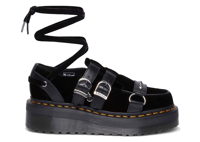 Pre-owned Dr. Martens Ramsey Platform Creepers Wednesday Velvet (women's) Sneakers In Black