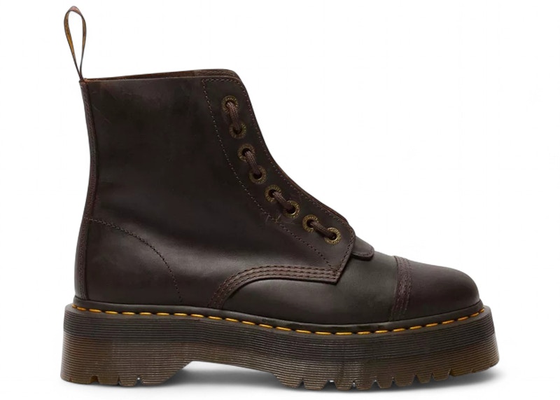 Pre-owned Dr. Martens Men's  Sinclair Crazy Horse Leather Platform Lace Up Boot Sneakers In Dark Brown