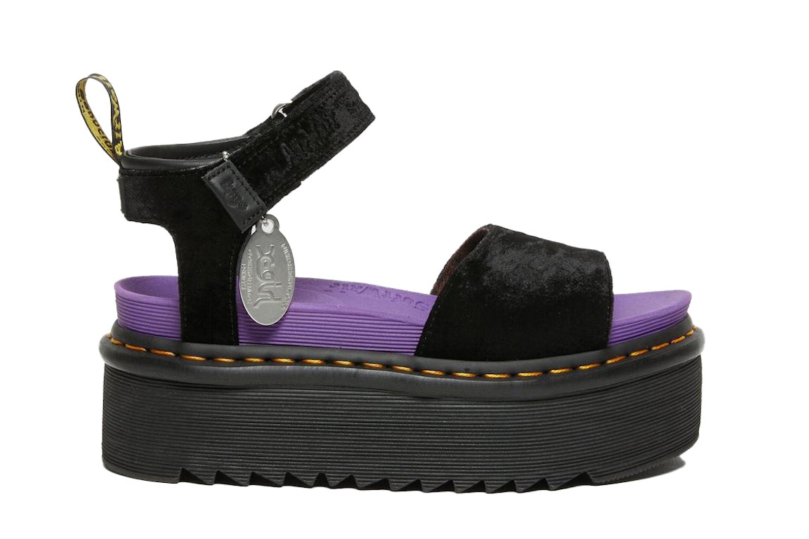 Pre-owned Dr. Martens Strap Sandal Platform X-girl Velvet (women's) In Black/purple