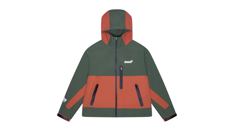 Drama Call Rust N Green Heavy Shell Rain Jacket Brown/Green