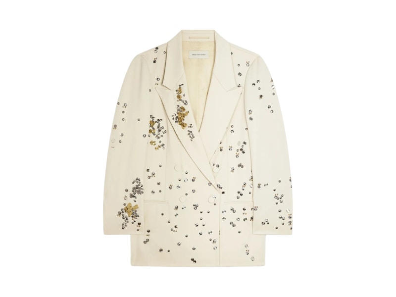 Pre-owned Dries Van Noten Women's Blink Jacket In Cream In White