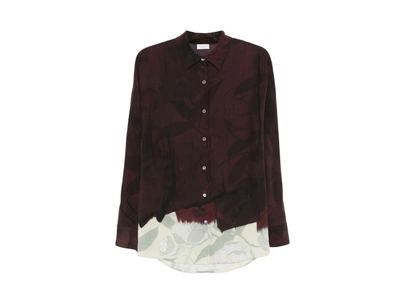 Pre-owned Dries Van Noten Women's  Casio Print Shirt In Brown
