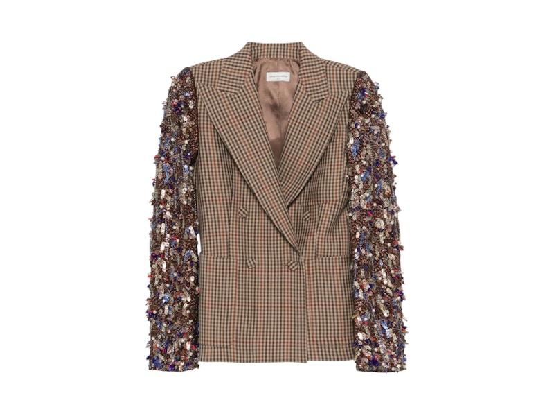 Pre-owned Dries Van Noten Women's  Checked Embroidered Blazer In Rust