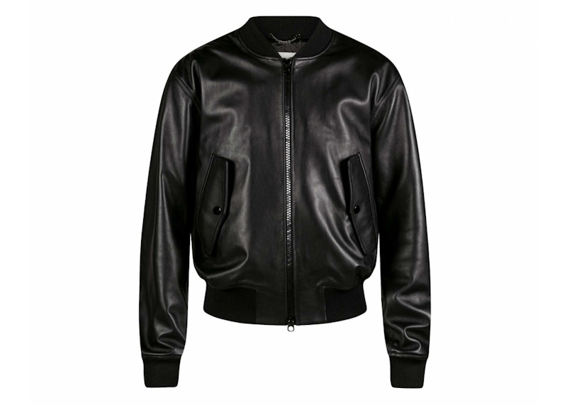 Dries Van Noten Lanvers Bomber Leather Jacket Black Men's - US