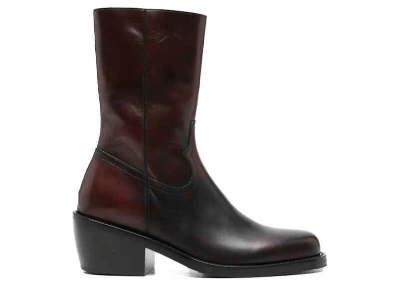 Bota de piel Dries Van Noten, color canela
