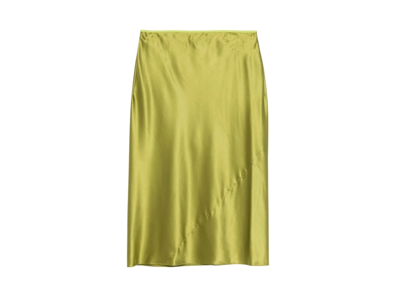 Pre-owned Dries Van Noten Women's  Satin Skirt In Olive