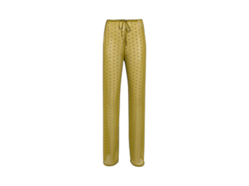 Dries Van Noten Sheer Embellished Drawstring Pants Olive