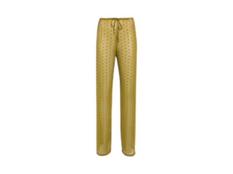 Pre-owned Dries Van Noten Women's Sheer Embellished Drawstring Pants In Olive