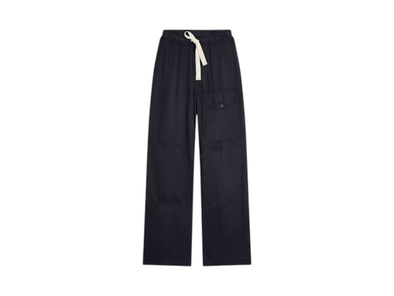 Pre-owned Dries Van Noten Men's Viscose Drawstring Pants In Navy Blue