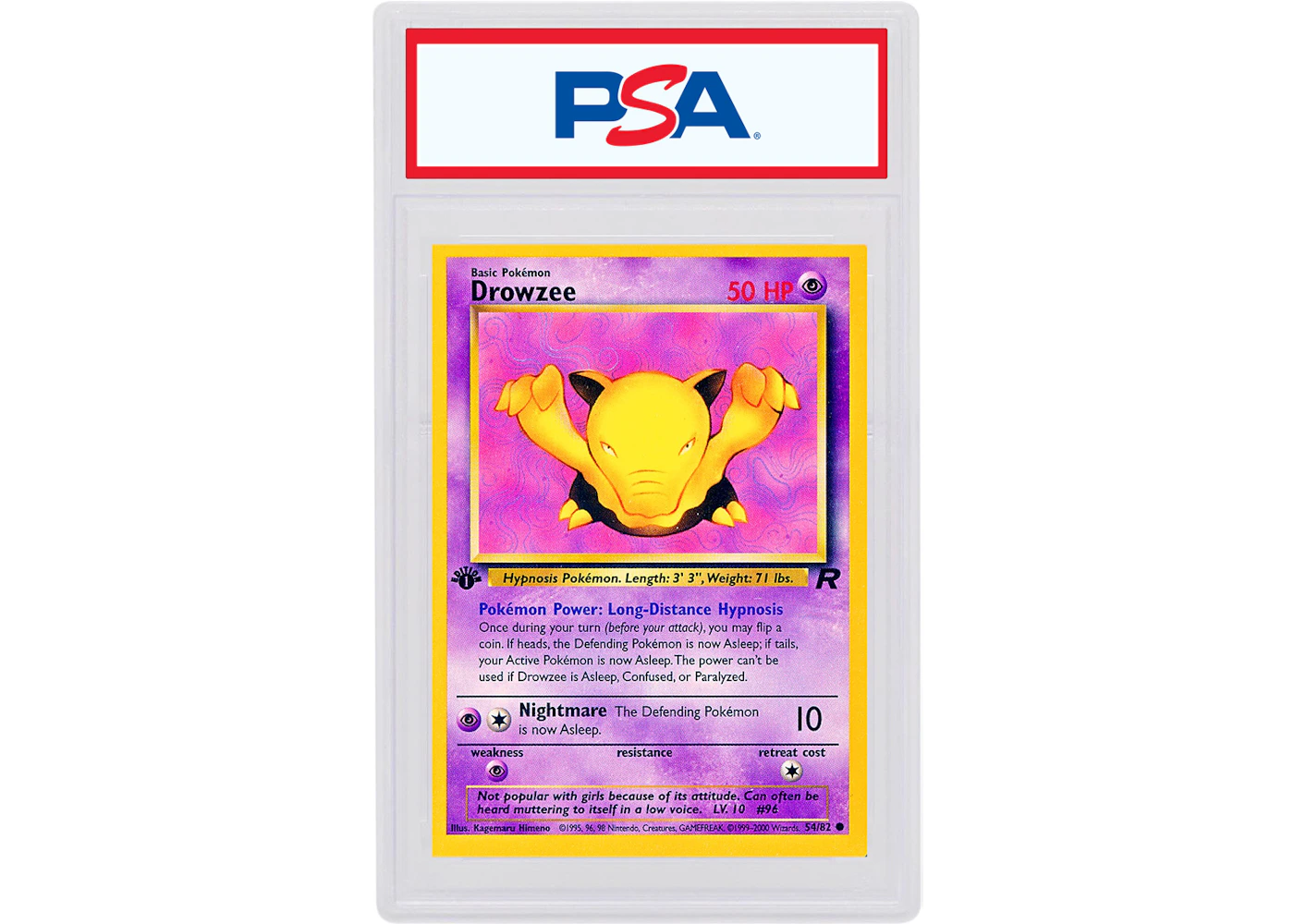 Drowzee 2000 Pokemon TCG Team Rocket 1st Edition #54/82 (PSA or BGS Graded) - 2000 - US Drowzee 2000 Pokemon TCG Team Rocket 1st Edition #54/82 (PSA or BGS Graded) - 2000 - US
