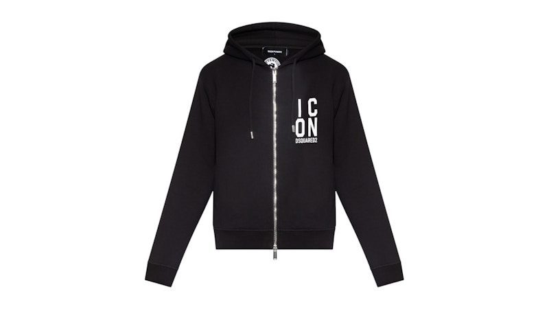 Dsquared2 Bold Icon Logo Zip-Up Hoodie Black Men's - FW24 - US