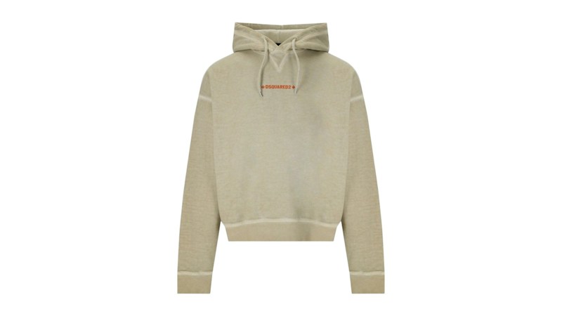 Felpa con cappuccio in mastice con logo piccolo Dsquared2 Cipro Fit Beige