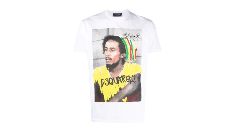 Dsquared2 Cool Fit Bob Marley Logo T-Shirt White Hombre