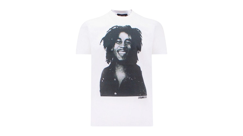 Pre-owned Dsquared2 Men's Cool Fit Bob Marley Quote Design T-shirt In White
