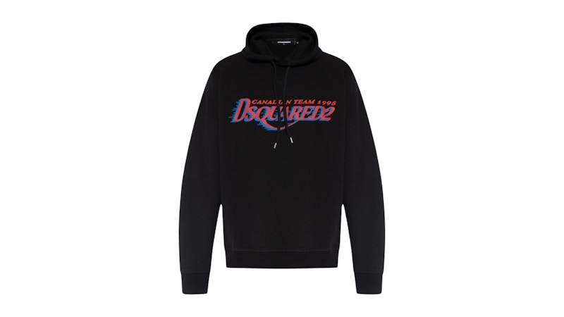 Dsquared2 Cool Fit Canadian Team Logo Hoodie Black Men's