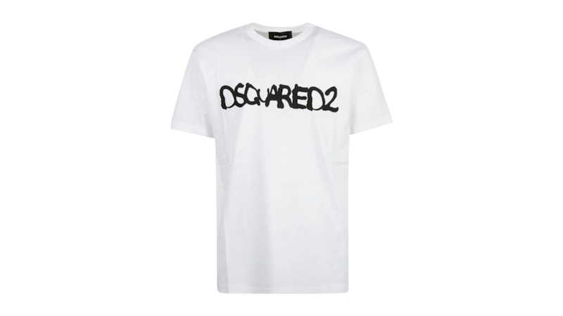 Dsquared2 Cool Fit Scribble Spray Logo T-Shirt White Men's