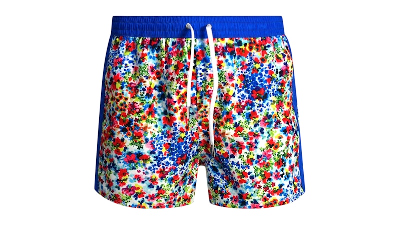 Pre-owned Dsquared2 Men's Floral Design Swim Shorts In Blue