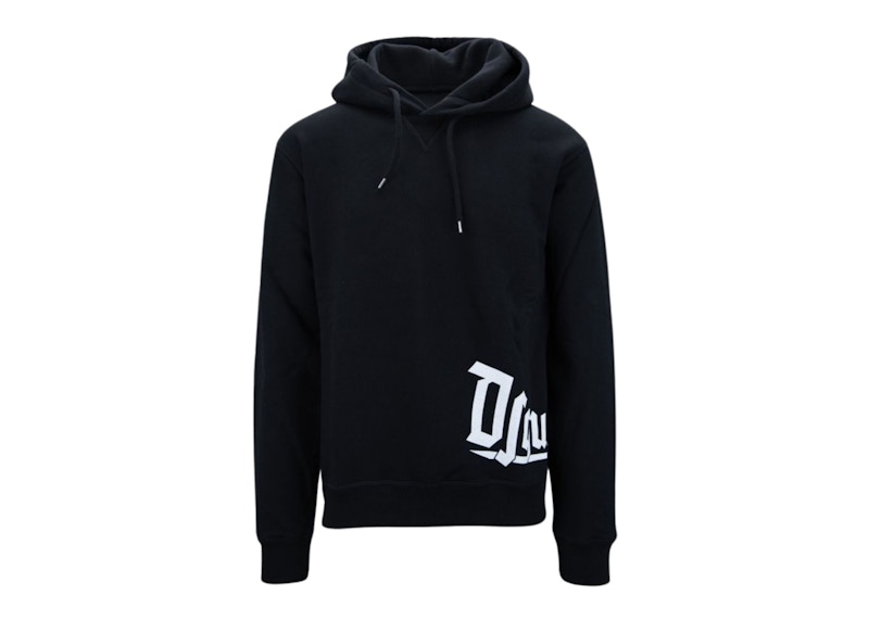Pre-owned Dsquared2 Men's Gothic Logo On Side Hoodie In Black