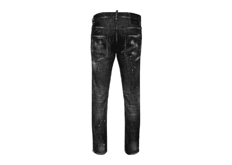 Dsquared2 Icon Wash Paint Splatter Skater Jeans Black Men's - US