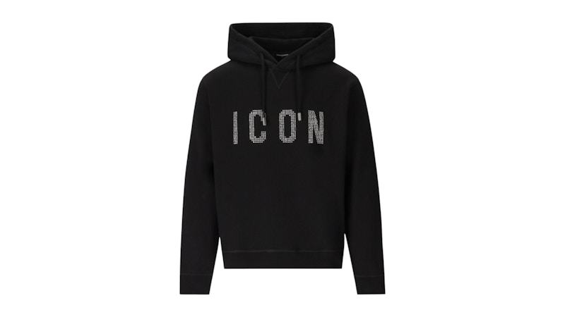 Pre-owned Dsquared2 Men's Studded Icon Logo Hoodie In Black
