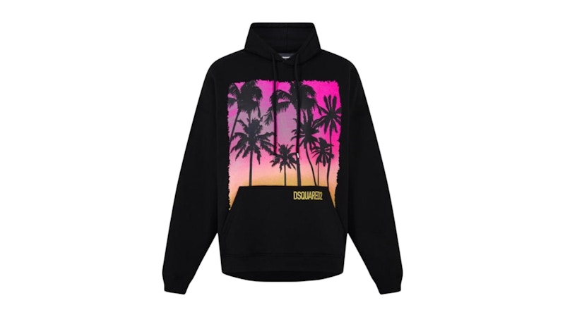 Pre-owned Dsquared2 Men's  Sunrise Design Herca Fit Hoodie In Black