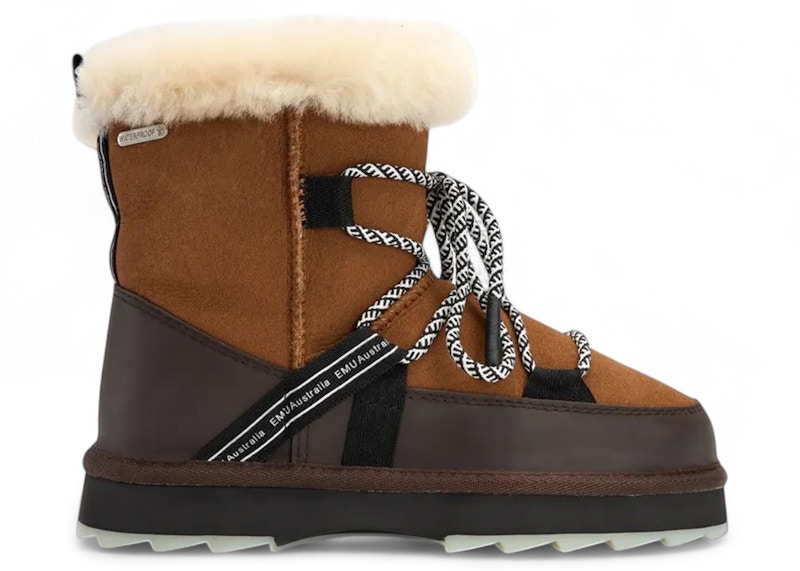 Pre-owned Emu Australia Women's Blurred Boot Sneakers In Chestnut In Brown