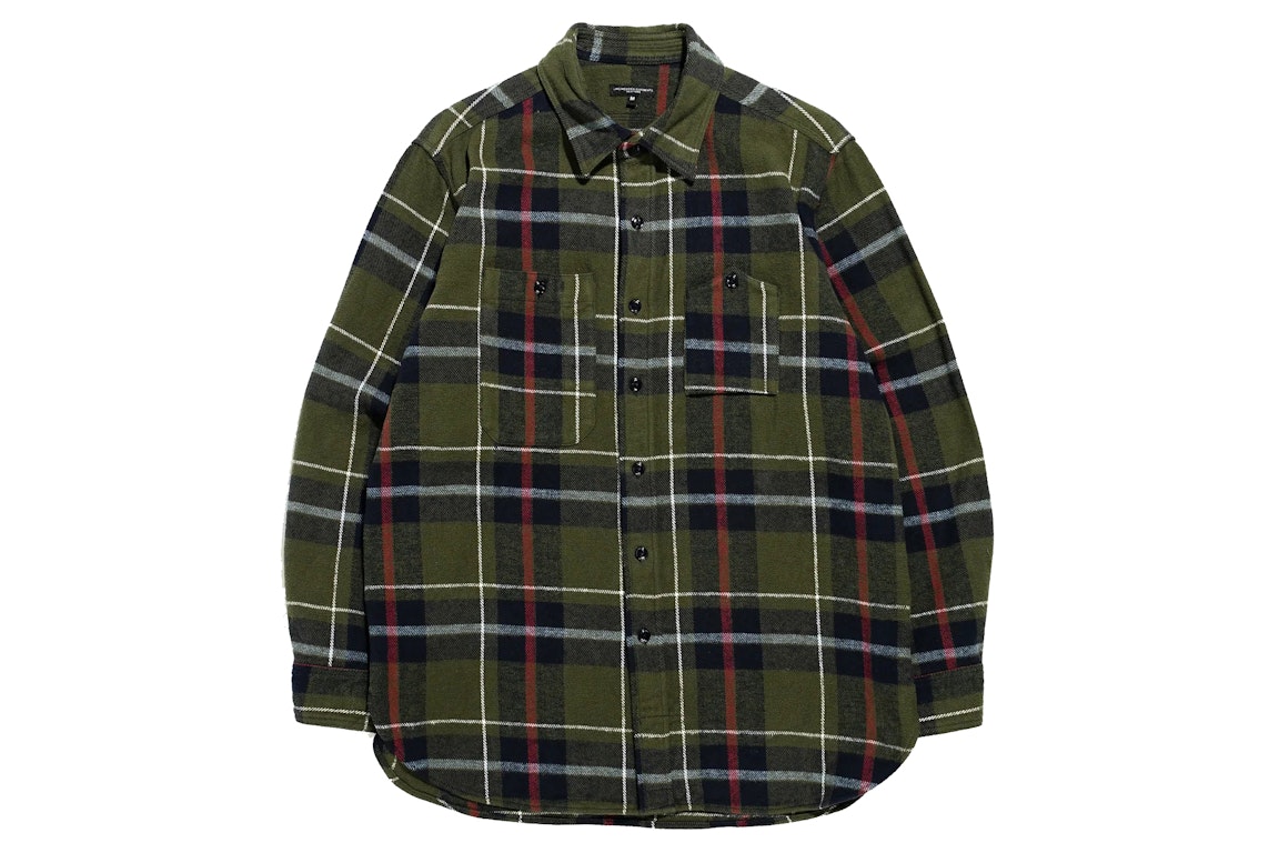 Pre-owned Engineered Garments Button Down Work Shirt Green/black/red