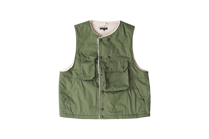 Engineered Garments Cover Vest PC Poplin Shirt Olive Men's - SS22 - US