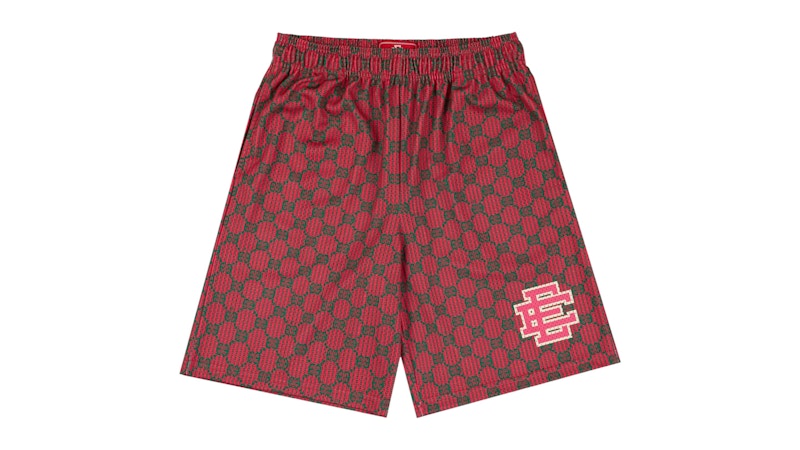 Pre-owned Eric Emanuel Men's  Ee Baggy Short Ee Print/in Red Ee Print