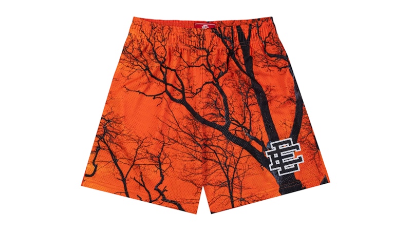 Pre-owned Eric Emanuel Men's  Ee Basic/core Print Short In Orange/black In Multi