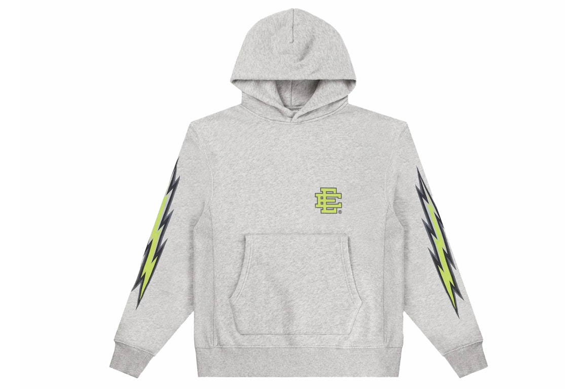 Pre-owned Eric Emanuel Ee Basic Hoodie Gray/lime Bolt
