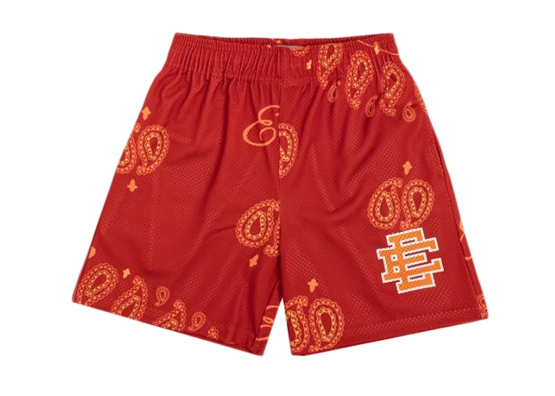 Pre-owned Eric Emanuel Men's Ee Basic Paisley Short In Texas Red