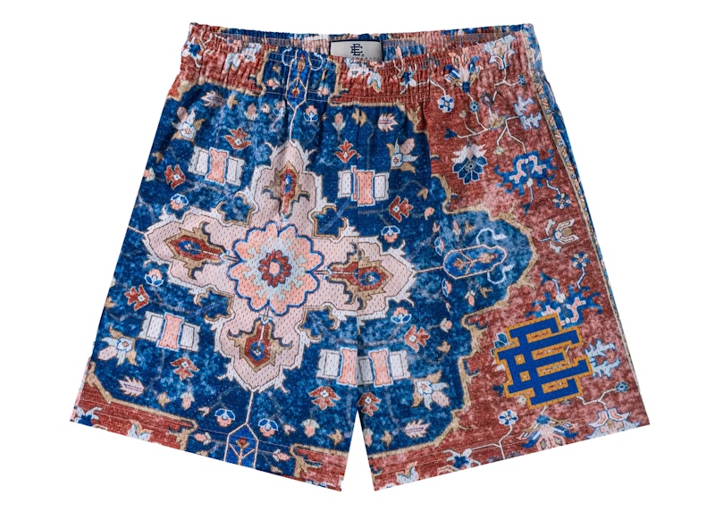 Pre-owned Eric Emanuel Men's Ee Basic Rug Print Short In White/navy Blue