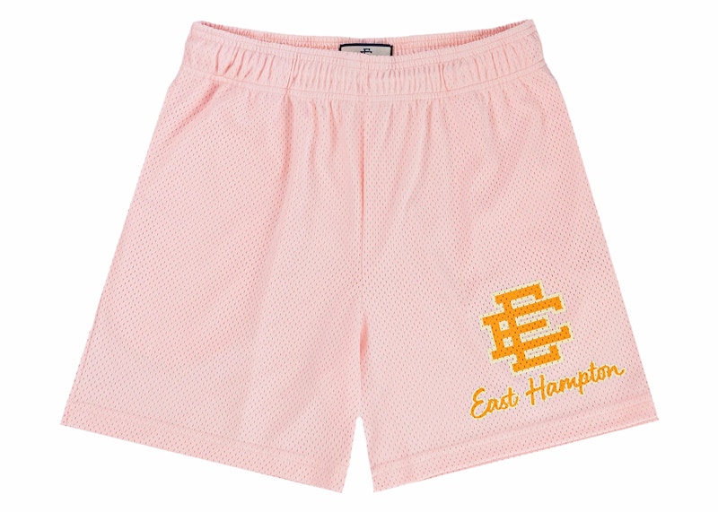 Pre-owned Eric Emanuel Men's  Ee Basic Short In East Hampton Rose Quartz/yellow Ee In Multi