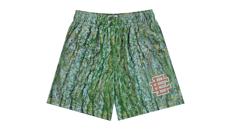 Pre-owned Eric Emanuel Men's Ee Basic Short In Green Bark/brown