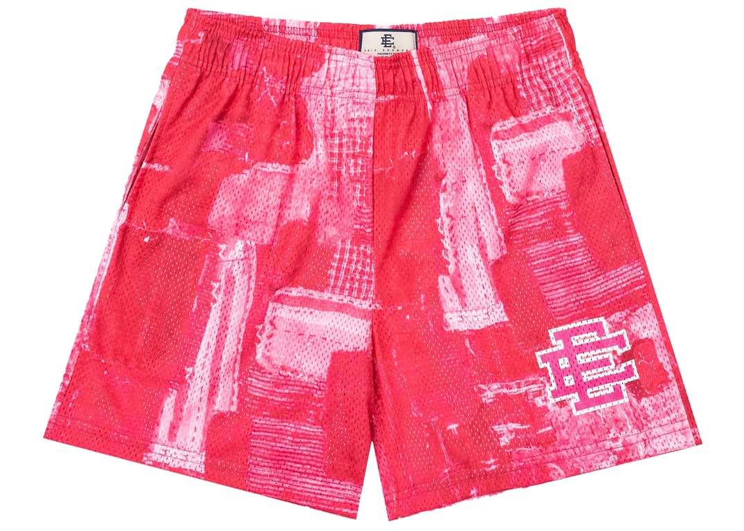 Pre-owned Eric Emanuel Ee Basic Short Pink Boro Patchwork