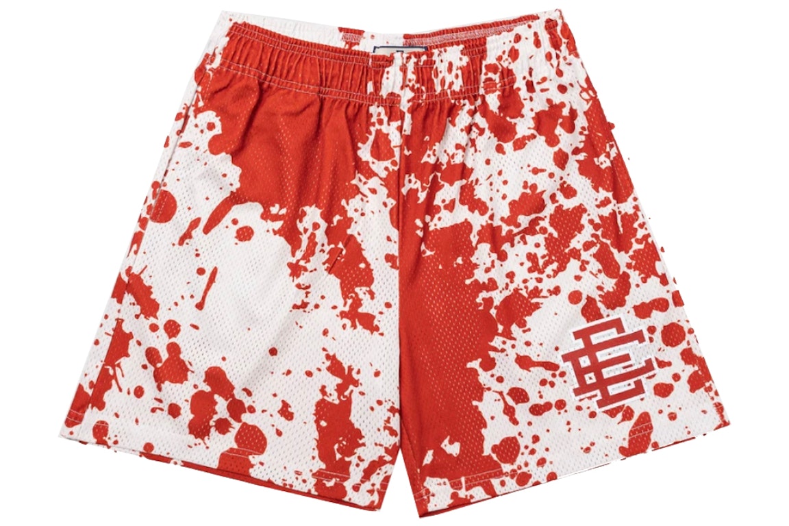 Pre-owned Eric Emanuel Ee Basic Short Red Paint Spill