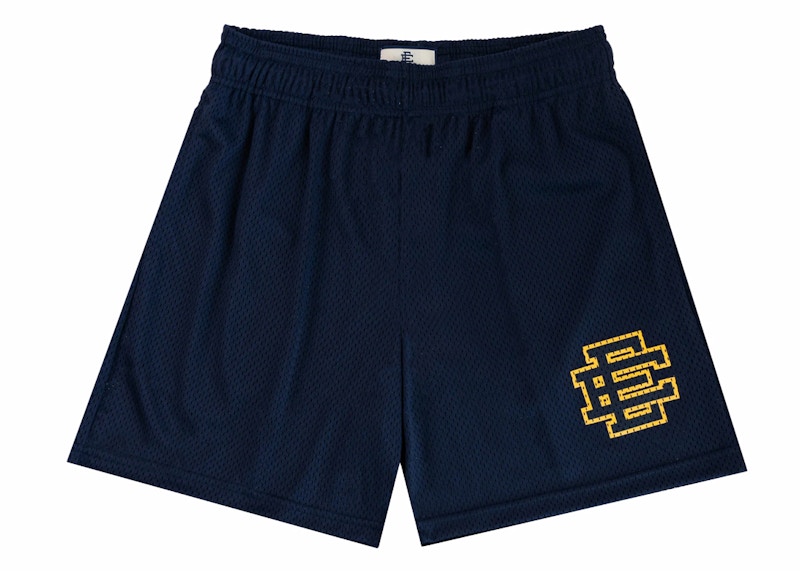 Pre-owned Eric Emanuel Men's Ee Basic Short (ss24) In Navy Blue/yellow