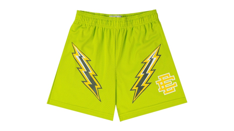 Pre-owned Eric Emanuel Men's  Ee Basic Short In Tendershoot Green/yellow