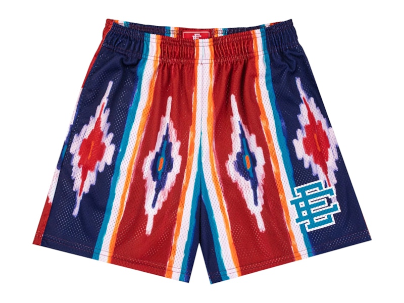 Pre-owned Eric Emanuel Men's Ee Basic Short In Western Print/blue